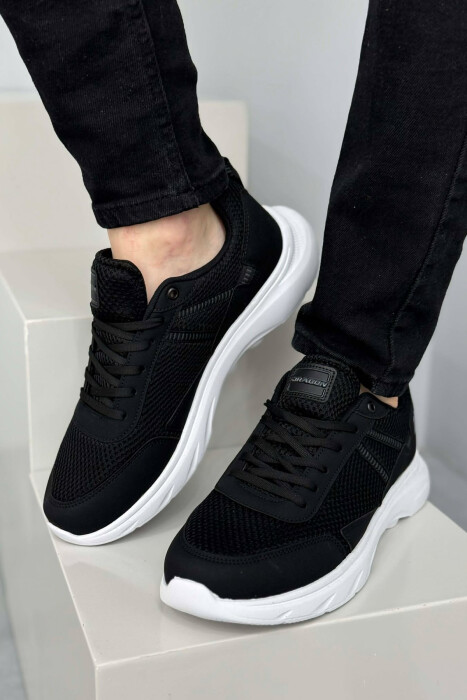 PLATFORM LACING SIMPLE MEN SNEAKERS BLACK-WHITE/ZB - 3