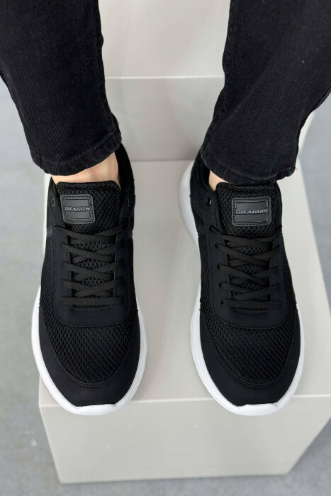 PLATFORM LACING SIMPLE MEN SNEAKERS BLACK-WHITE/ZB - 4