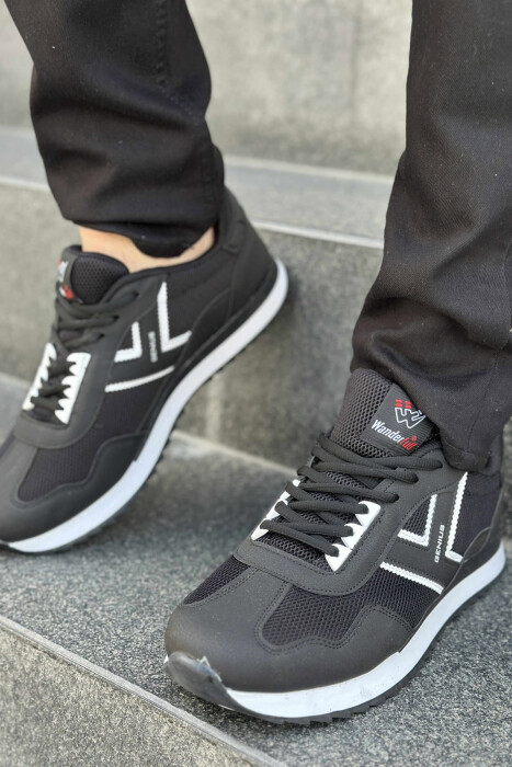 PLATFORM LACING SIMPLE MEN SNEAKERS BLACK-WHITE/ZEBA - 1