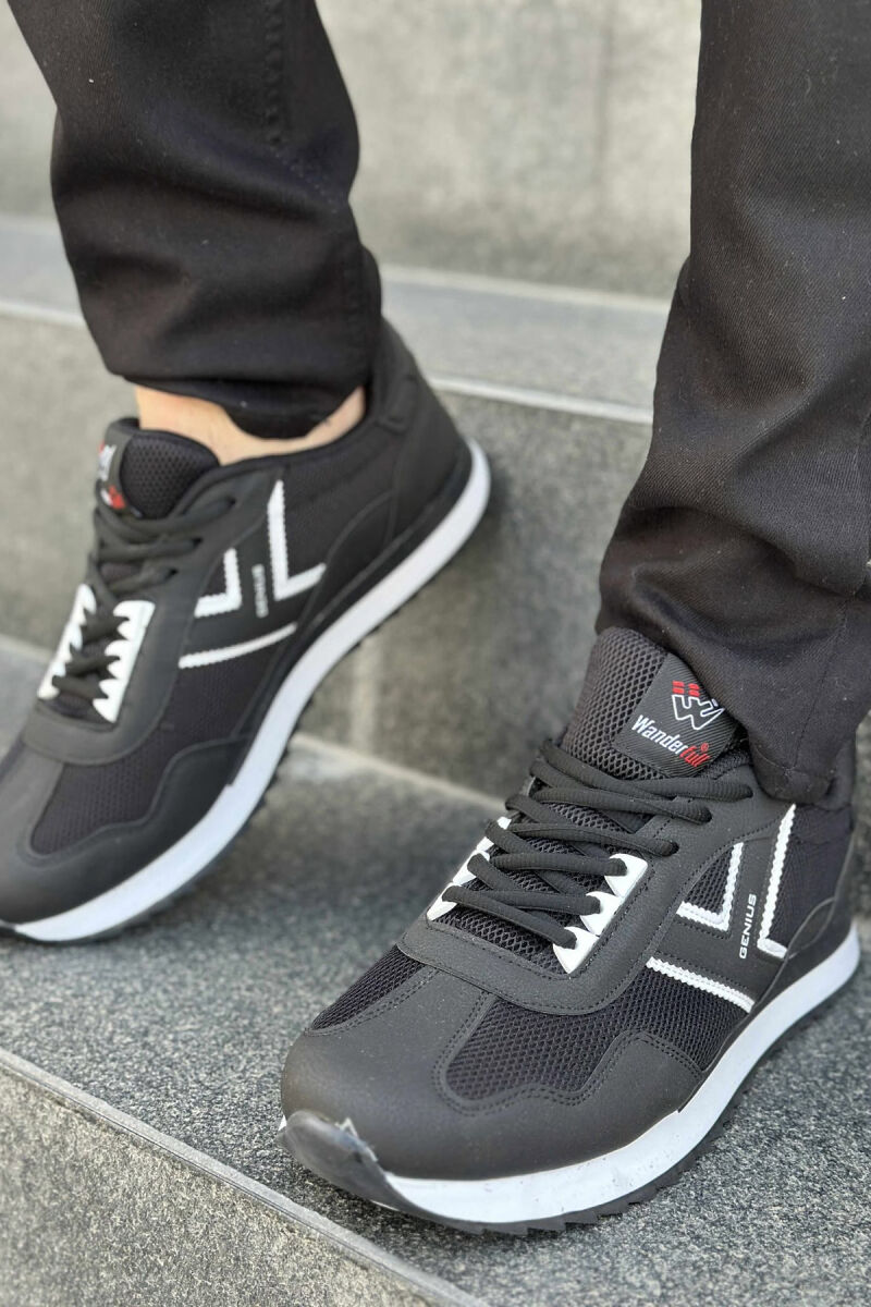 PLATFORM LACING SIMPLE MEN SNEAKERS BLACK-WHITE/ZEBA - 1