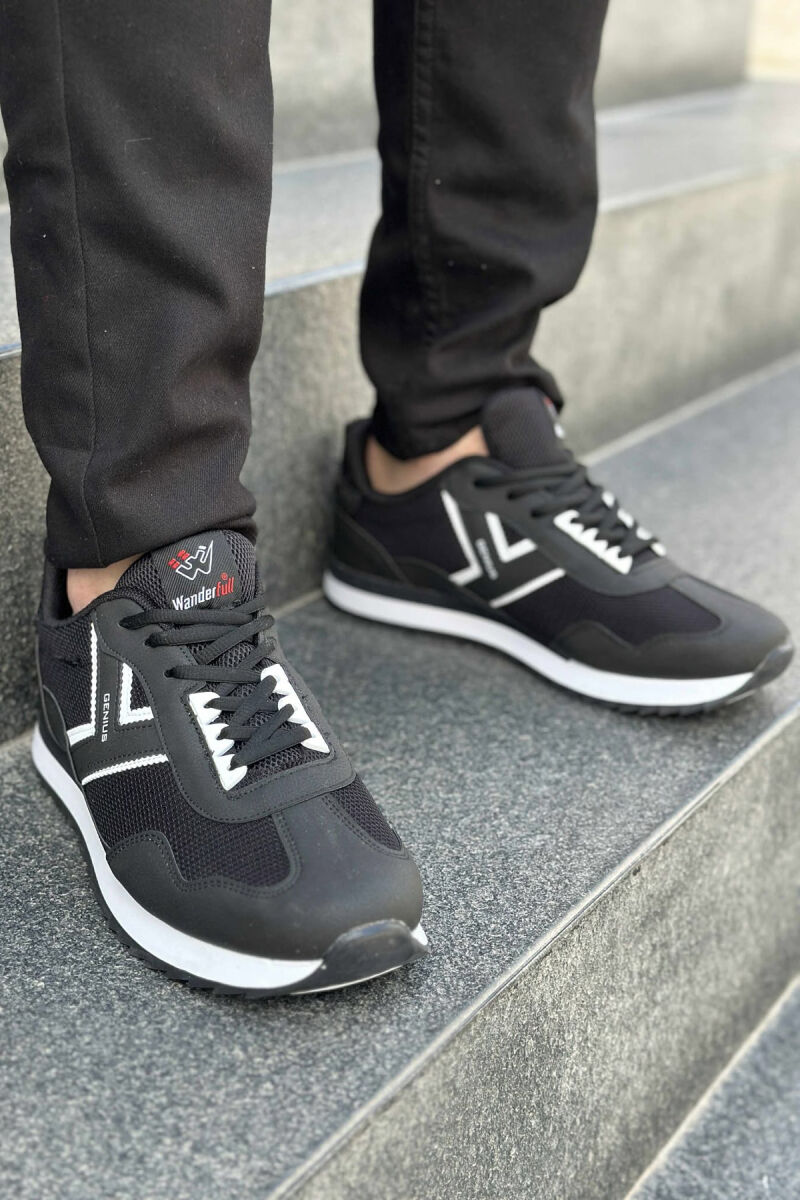 PLATFORM LACING SIMPLE MEN SNEAKERS BLACK-WHITE/ZEBA - 3