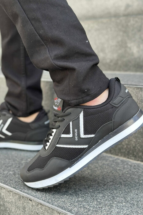 PLATFORM LACING SIMPLE MEN SNEAKERS BLACK-WHITE/ZEBA - 4