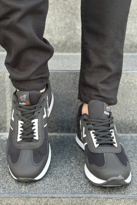 PLATFORM LACING SIMPLE MEN SNEAKERS BLACK-WHITE/ZEBA - 5