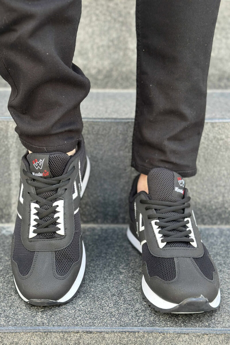 PLATFORM LACING SIMPLE MEN SNEAKERS BLACK-WHITE/ZEBA - 5