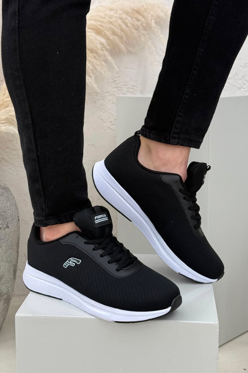 PLATFORM LACING SIMPLE MEN SNEAKERS BLACK-WHITE/ZEBA - 4