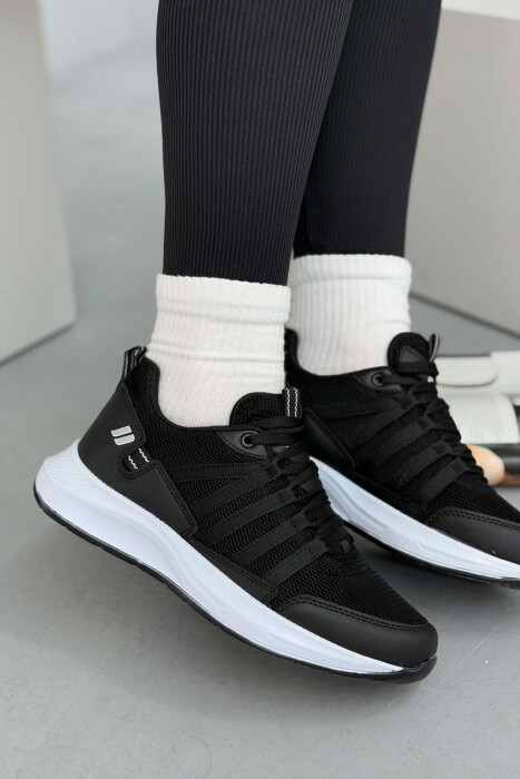 PLATFORM LACING SIMPLE WOMEN SNEAKERS BLACK-WHITE/ZEBA - KLAUDIO FASHION