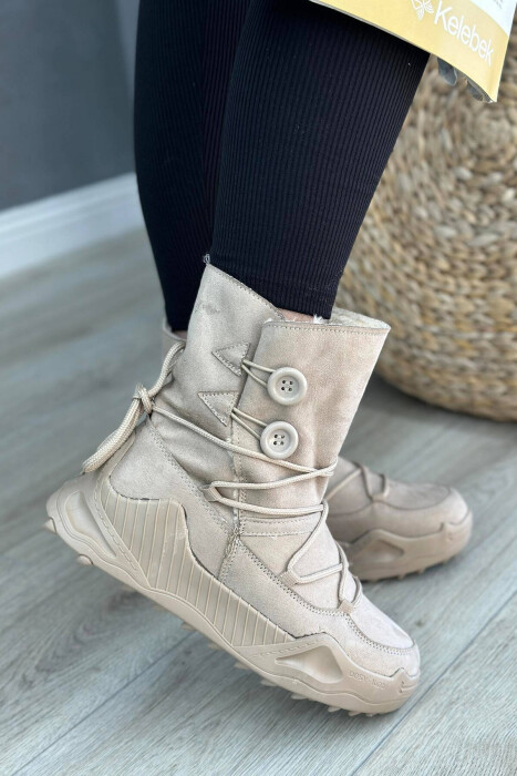 PLATFORM LACING WOMAN BOOTS BEIGE/BEZHE - KLAUDIO FASHION