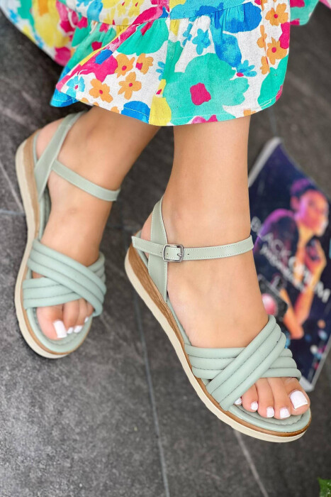 PLATFORM ONE COLOR WOMEN SANDALS MINT/MENTE - KLAUDIO FASHION