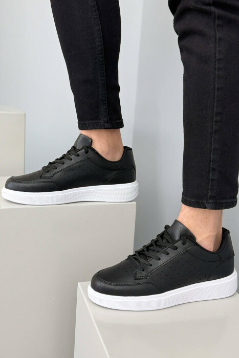 PLATFORM SIMPLE MEN SNEAKERS BLACK-WHITE/ZEBA - 7