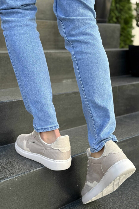 PLATFORM STARS DESIGNED SIMPLE MEN SNEAKERS BEIGE/BEZHE - 4