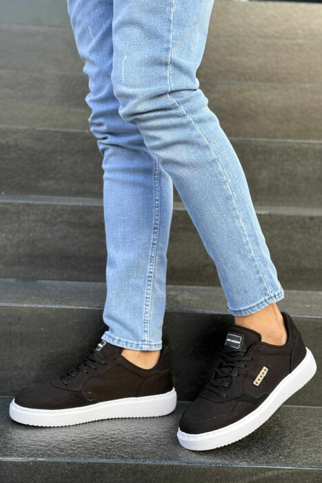 PLATFORM STARS DESIGNED SIMPLE MEN SNEAKERS BLACK-WHITE/ZEBA - KLAUDIO FASHION