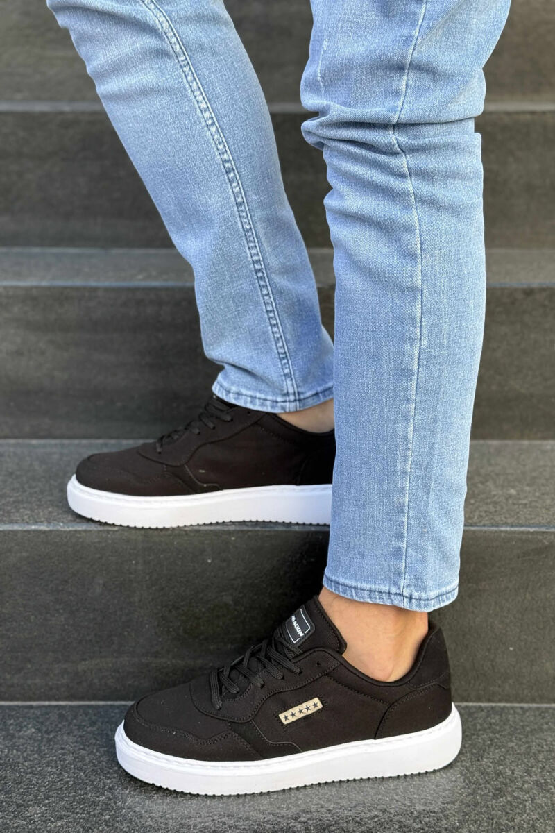 PLATFORM STARS DESIGNED SIMPLE MEN SNEAKERS BLACK-WHITE/ZEBA - 4