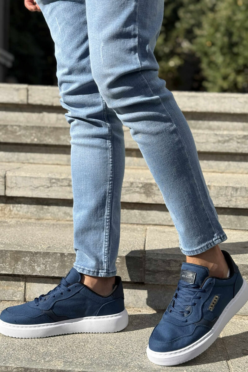 PLATFORM STARS DESIGNED SIMPLE MEN SNEAKERS BLUE-WHITE/BLBA - 1