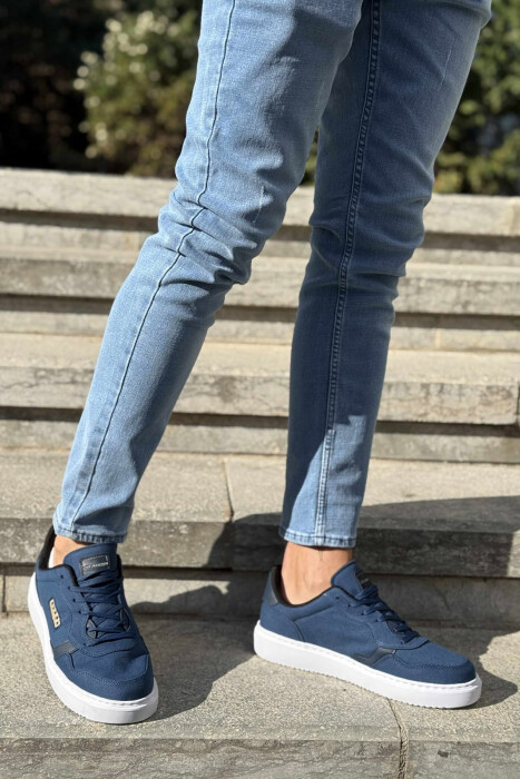 PLATFORM STARS DESIGNED SIMPLE MEN SNEAKERS BLUE-WHITE/BLBA - 4