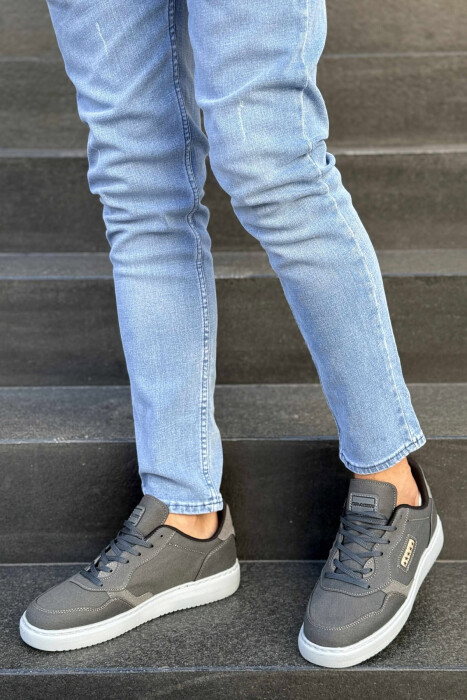 PLATFORM STARS DESIGNED SIMPLE MEN SNEAKERS GREY/GRI - KLAUDIO FASHION