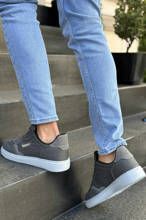 PLATFORM STARS DESIGNED SIMPLE MEN SNEAKERS GREY/GRI - 4