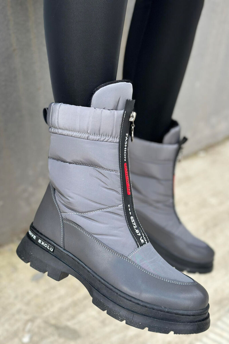 PLATFORM ZIPPER WOMAN CREW BOOTS GREY/GRI - 3