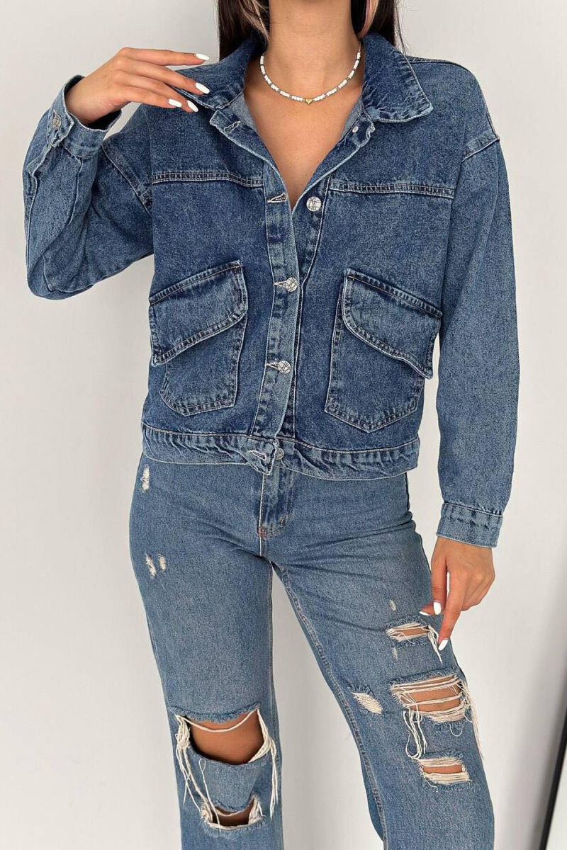 POCKET BUTTONS DENIM WOMAN JACKET BLUE/BLU - 1