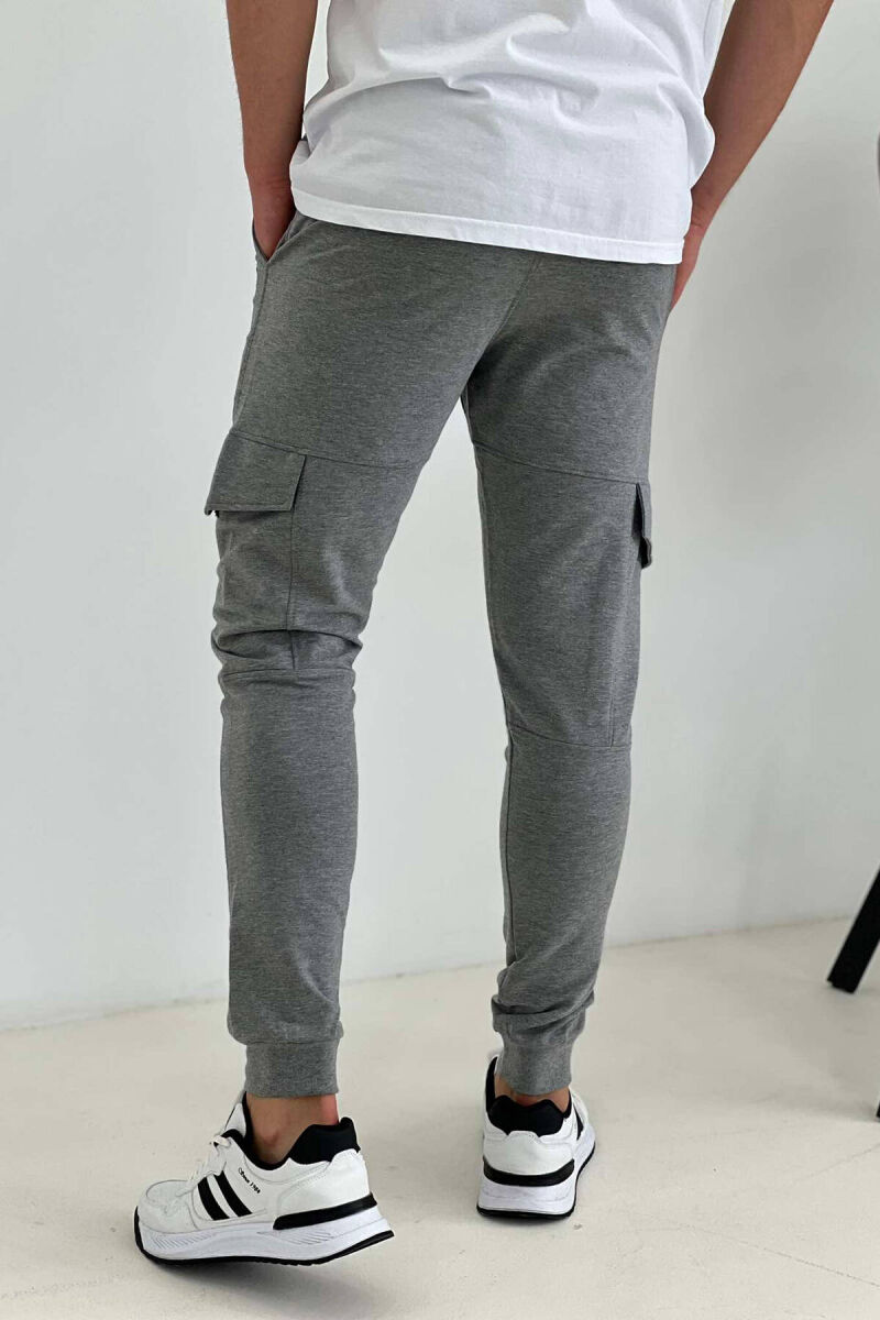 POCKET COTTON MEN SWATPANTS IN GREY COLOR - 3