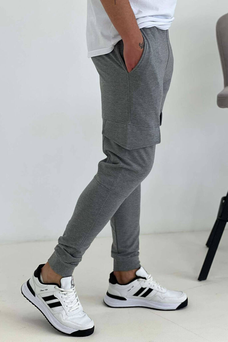 POCKET COTTON MEN SWATPANTS IN GREY COLOR - 4