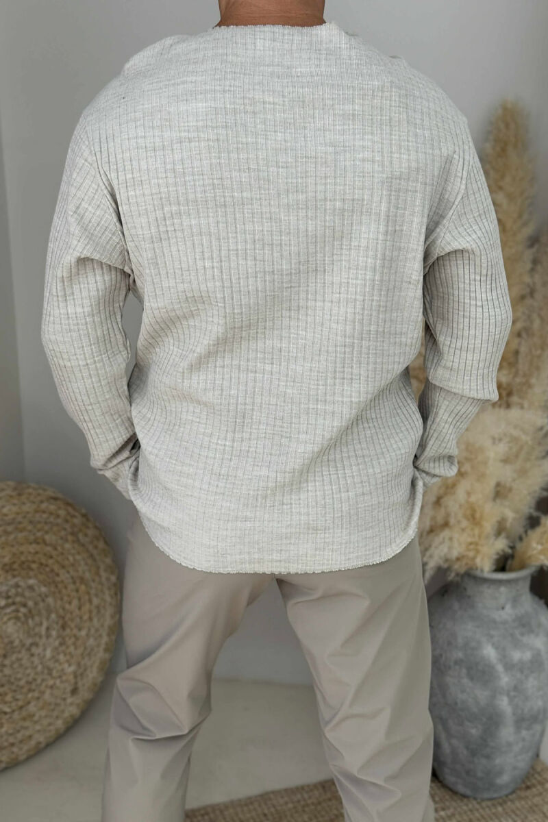 POCKET DETAIL ONE COLOR MEN SWEATER BEIGE/BEZHE - 2