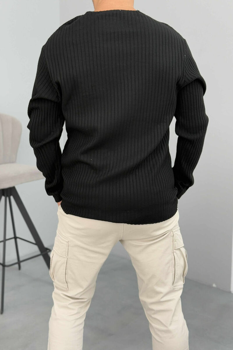 POCKET DETAIL ONE COLOR MEN SWEATER BLACK/ E ZEZE - 2