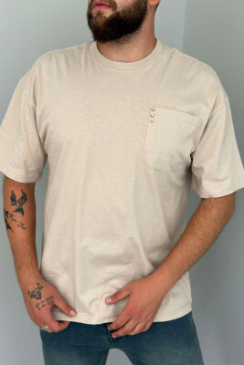 POCKET DETAIL ONE COLOR MEN T-SHIRT BEIGE/BEZHE 