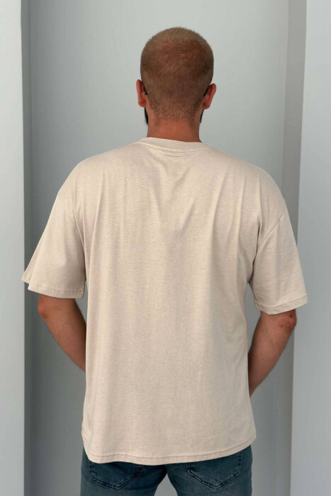 POCKET DETAIL ONE COLOR MEN T-SHIRT BEIGE/BEZHE - 2