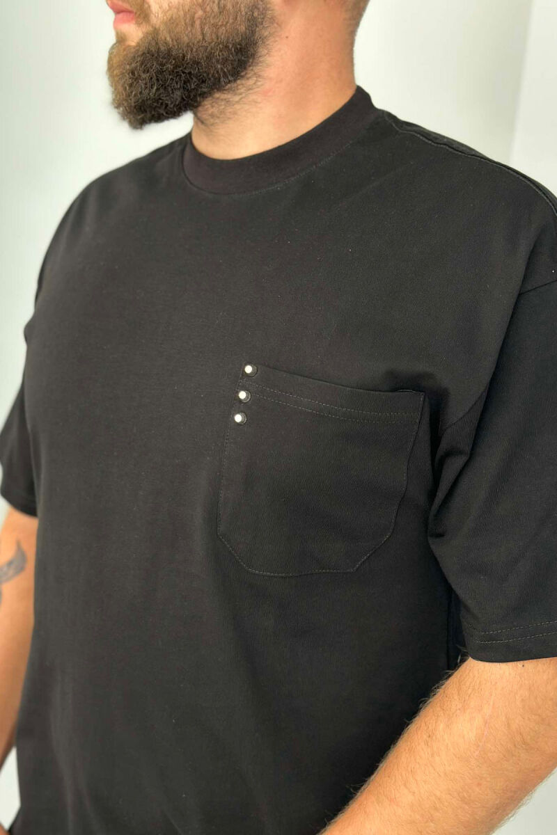 POCKET DETAIL ONE COLOR MEN T-SHIRT BLACK/ E ZEZE - 2