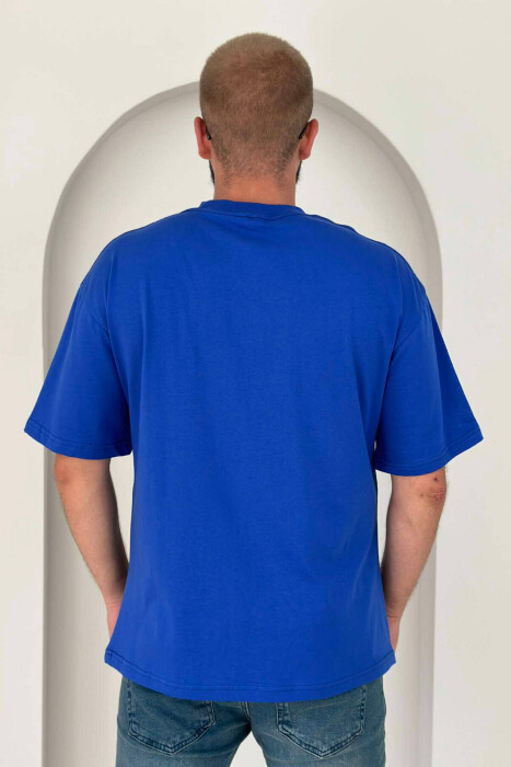 POCKET DETAIL ONE COLOR MEN T-SHIRT BLUE/BLU - 4