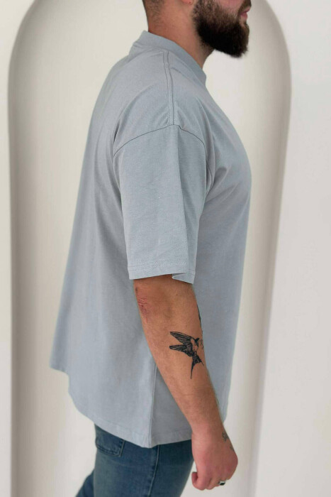 POCKET DETAIL ONE COLOR MEN T-SHIRT GREY/GRI - 3