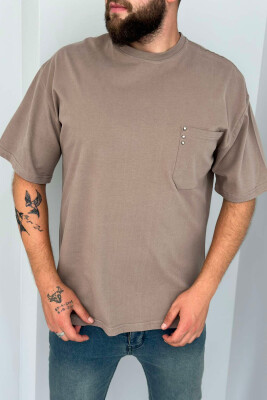 POCKET DETAIL ONE COLOR MEN T-SHIRT LIGHT BROWN/KAZB 