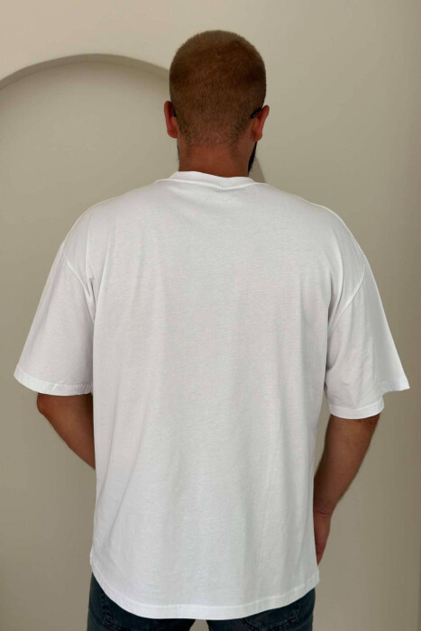 POCKET DETAIL ONE COLOR MEN T-SHIRT WHITE-E BARDHE - 2