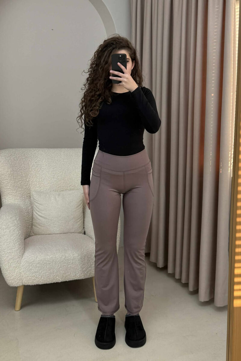 POCKETS DETAIL WIDE LEG ONE COLOR WOMEN LEGGINGS VINEGAR/UTHULL - 1