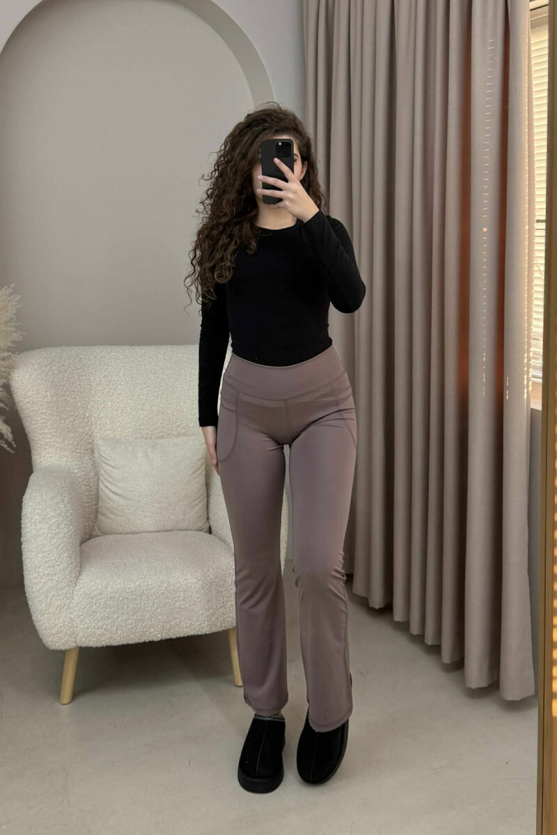 POCKETS DETAIL WIDE LEG ONE COLOR WOMEN LEGGINGS VINEGAR/UTHULL - 2