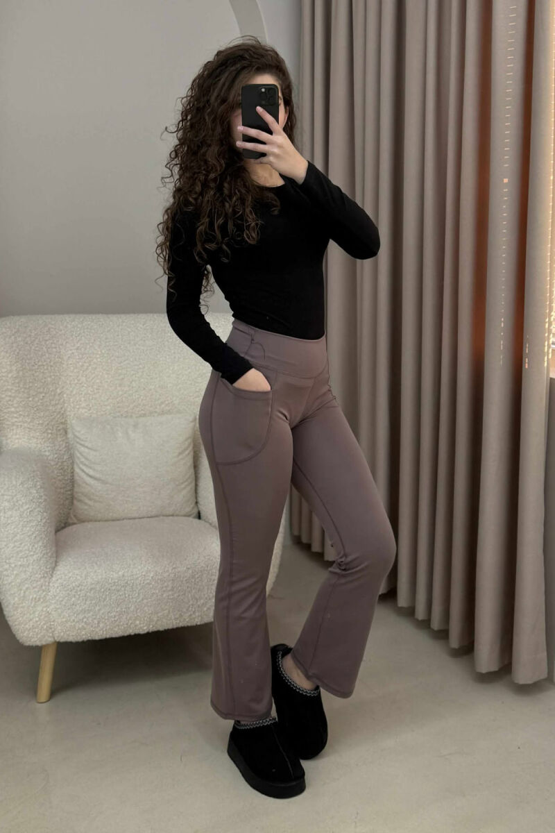 POCKETS DETAIL WIDE LEG ONE COLOR WOMEN LEGGINGS VINEGAR/UTHULL - 3