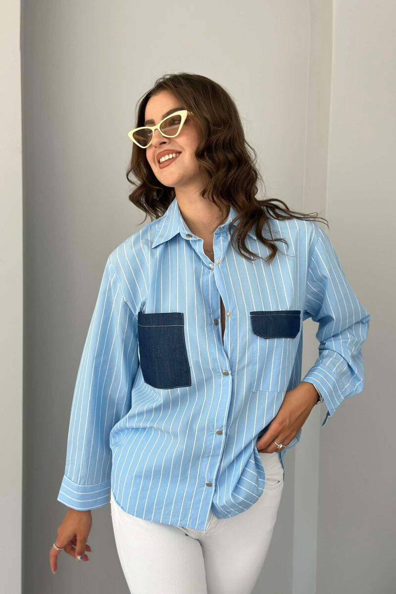 POCKET DETAILS WOMEN SHIRT LIGHTBLUE/BZ - 4