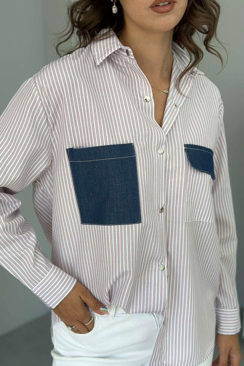 POCKET DETAILS WOMEN SHIRT PINK/ROZE - 7