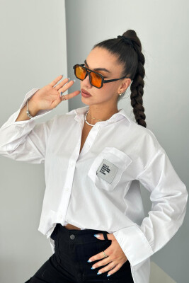 POCKET LONG SLEEVE WOMAN SHIRT WHITE-E BARDHE 