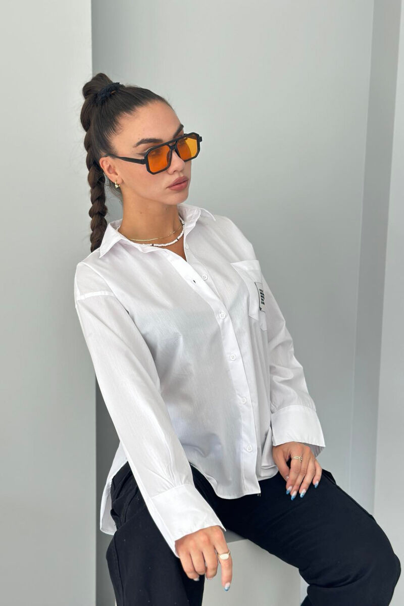 POCKET LONG SLEEVE WOMAN SHIRT WHITE-E BARDHE - 2