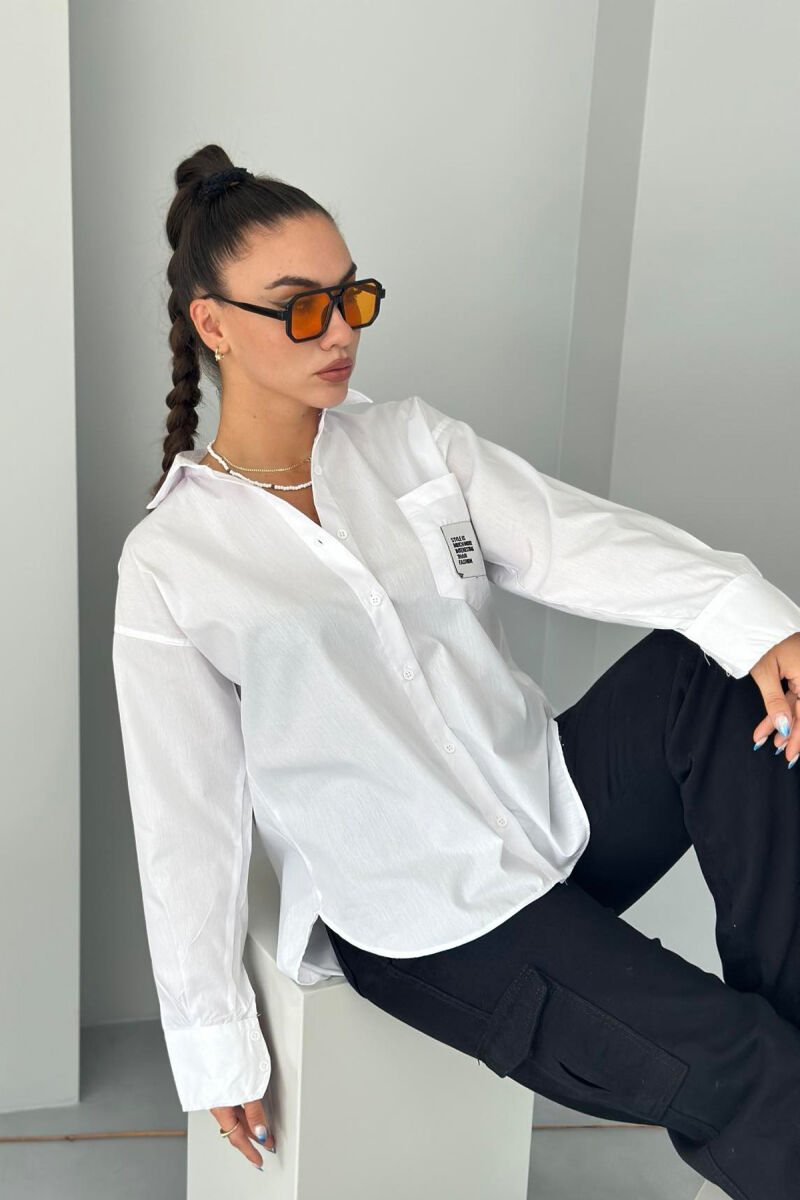 POCKET LONG SLEEVE WOMAN SHIRT WHITE-E BARDHE - 3