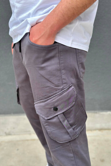 POCKET MEN CARGO PANTS DARK GREY/GEE - 4