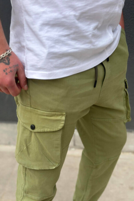 POCKET MEN CARGO PANTS LIGHT GREEN/JEZB - 4