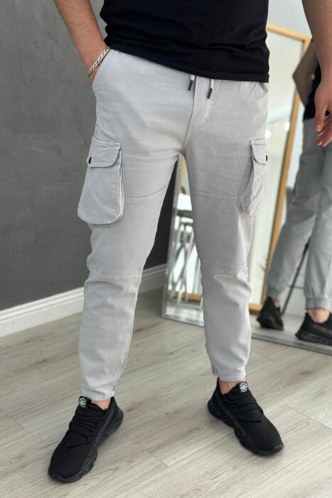 POCKET MEN CARGO PANTS LIGHT GREY/GZ 