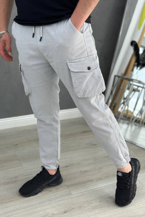 POCKET MEN CARGO PANTS LIGHT GREY/GZ - 2