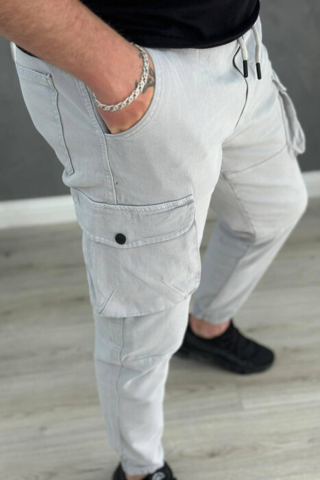 POCKET MEN CARGO PANTS LIGHT GREY/GZ - 4