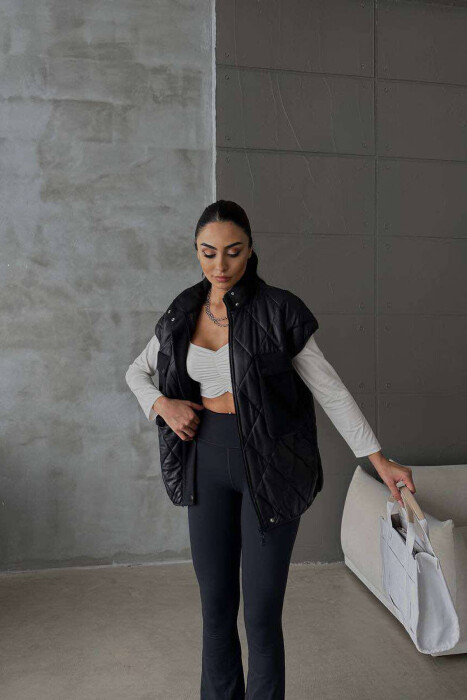 POCKET MID LENGTH WOMAN VEST BLACK/ E ZEZE - 2