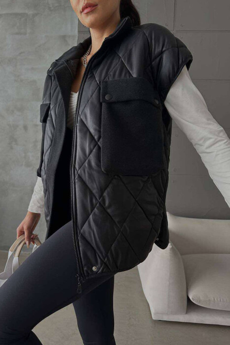 POCKET MID LENGTH WOMAN VEST BLACK/ E ZEZE - 3