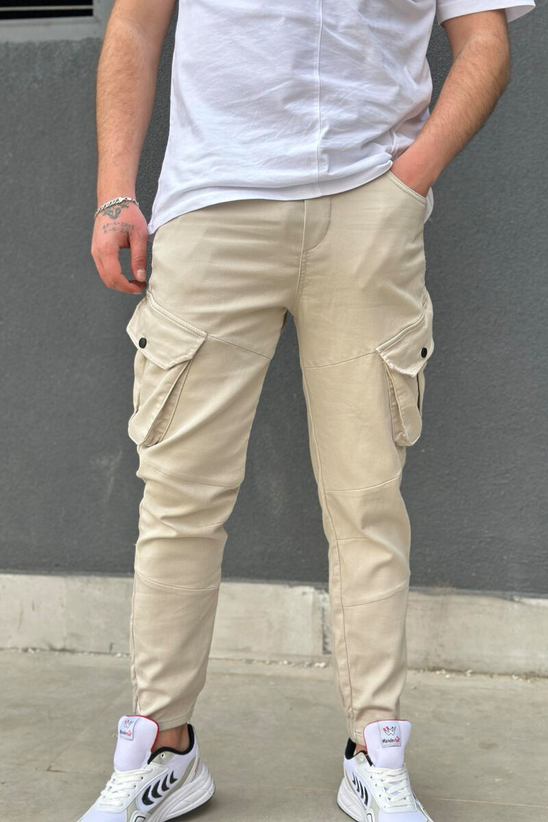 POCKET ONE COLOR MEN CARGO BEIGE/BEZHE - 1