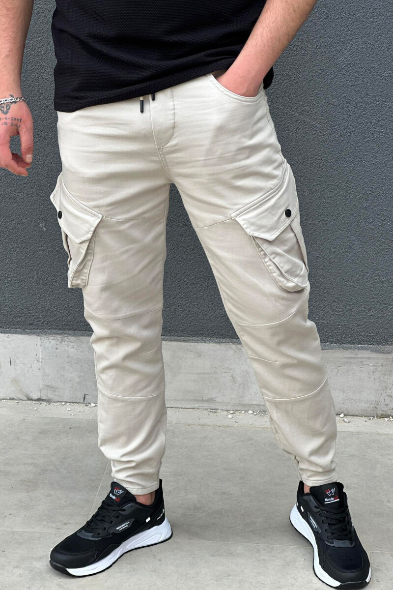 POCKET ONE COLOR MEN CARGO LIGHT BEIGE/BZHZB - 1